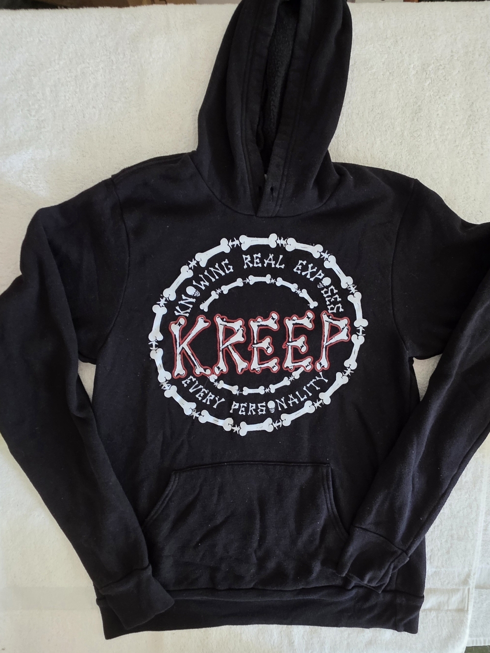 Kreep Klothing Graphic Hoodie Small Bella Canvas Bone Streetwear Graphic Black